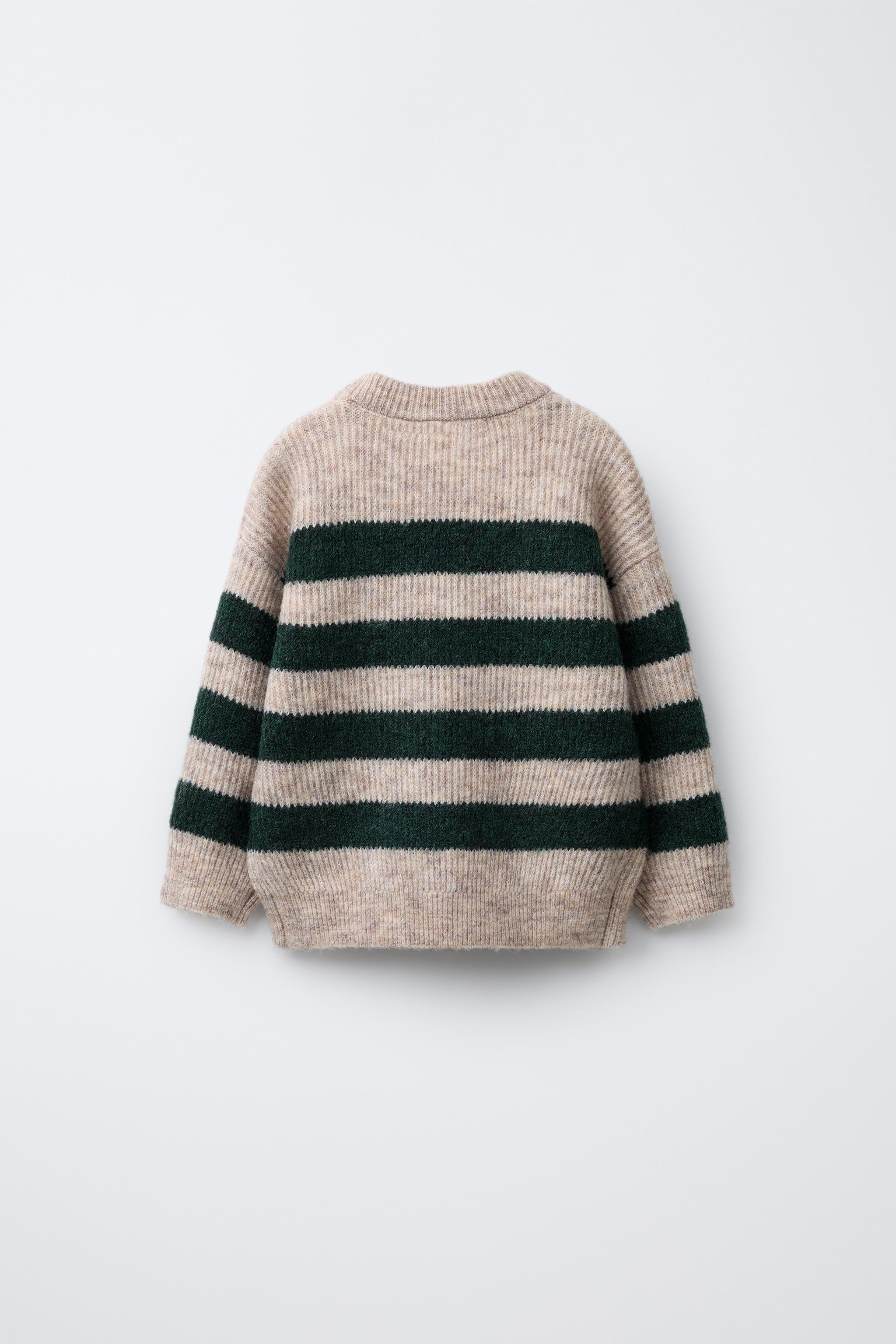 STRIPED KNIT SWEATER WITH FOREST EMBROIDERY